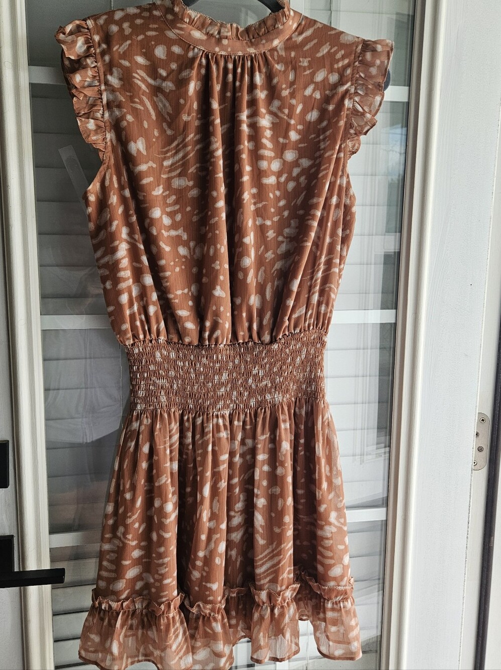 Grade & Gather Printed Smock Waist Mini Dress SIZE Small